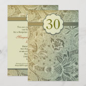 Invitation Cartons d'invitation floraux verts pour les 30 ans (Devant / Derrière)