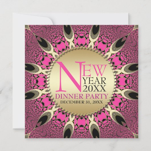 Invitation Cartons d'invitation funky rose paon pour la Saint (Devant)