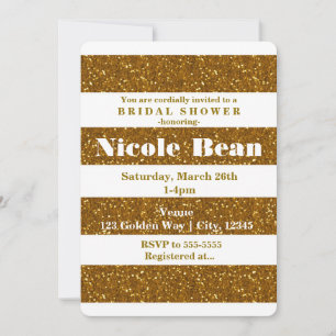 Invitation Cartons d'invitation glamour pailletés or et rayur