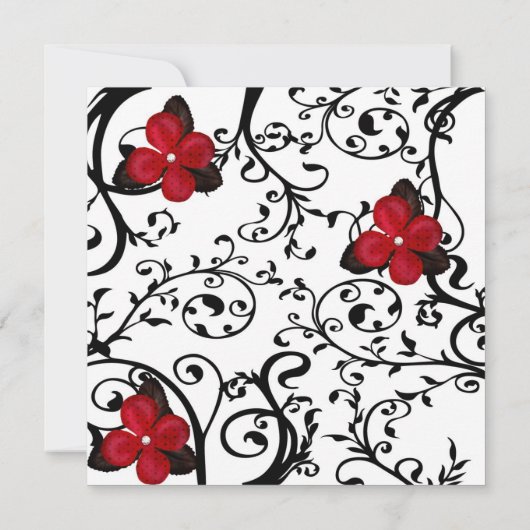 Invitation Cartons d'invitation gothique Fleurs Rouges pour 1 (Dos)