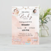 Invitation Cartons d'invitation Jumeaux Bash couche rose (Debout devant)
