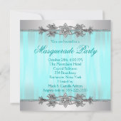 Invitation Cartons d'invitation Mascarade Bleu sarcelle argen (Dos)