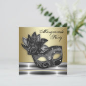 Invitation Cartons d'invitation Masquerade Argent Noir Or (Debout devant)