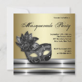 Invitation Cartons d'invitation Masquerade Argent Noir Or (Dos)