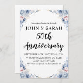 Invitation Cartons d'invitation modernes floraux pour les 50  (Devant / Derrière)