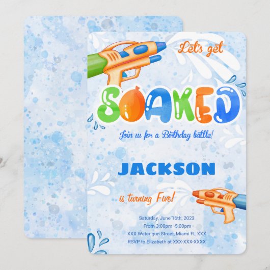 Invitation Cartons d'invitation modifiables pour pistolet à e (Devant / Derrière)