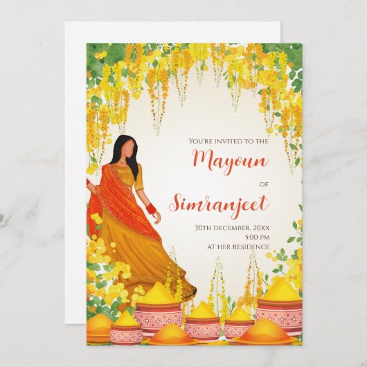 Invitation Cartons d'invitation numériques Haldi et invitatio (Devant / Derrière)