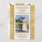 Invitation Cartons d'invitation or et blanc pour le 50e anniv (Devant / Derrière)