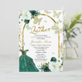 Invitation Cartons d'invitation Papillon Coing Fleur verte Ro (Debout devant)