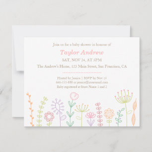Invitation Cartons d'invitation pastel floraux pour Baby Show