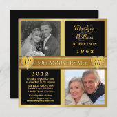 Invitation Cartons d'invitation photo avec coeurs pour les 50 (Devant / Derrière)