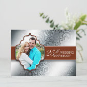 Invitation Cartons d'invitation photo avec design argent pour (Debout devant)