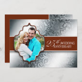 Invitation Cartons d'invitation photo avec design argent pour (Devant / Derrière)