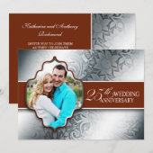 Invitation Cartons d'invitation photo design argent pour les  (Devant / Derrière)