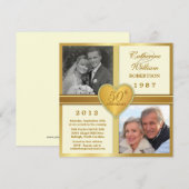 Invitation Cartons d'invitation photo Ivoire Or 50e Anniversa (Devant / Derrière)