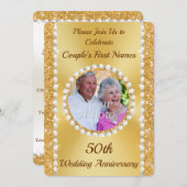 Invitation Cartons d'invitation PHOTO personnalisés, 50e Anni (Devant / Derrière)