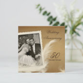 Invitation Cartons d'invitation photo vintage pour un 50e ann (Debout devant)