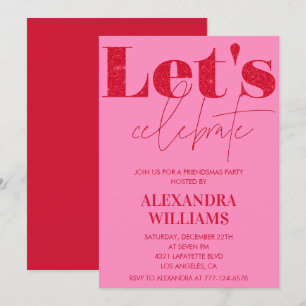 Invitation Cartons d'invitation Pink Red Friendsmas Célébrons