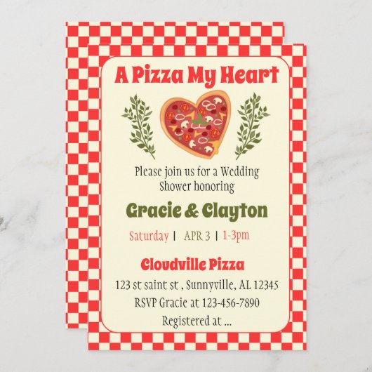 Invitation Cartons d'invitation Pizza (Devant / Derrière)