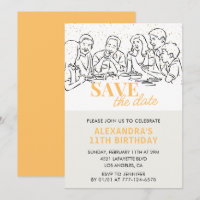Cartons d'invitation pour 11 ans Save the date Déj