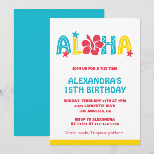 Invitation Cartons d'invitation pour 15 ans Tropical Aloha Ha
