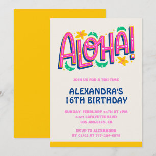 Invitation Cartons d'invitation pour 16 ans Tropical Aloha Ha