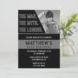 Invitation Cartons d'invitation pour 20 ans Black The Man The