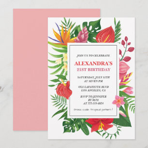 Invitation Cartons d'invitation pour 21 ans Fête Tropicale Él