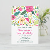Invitation Cartons d'invitation pour 21 ans Fleurs Simple Col (Debout devant)
