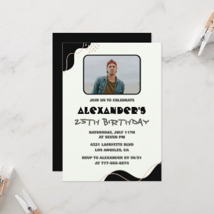 Invitation Cartons d'invitation pour 25 ans Hommes Noir Simpl