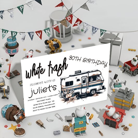 Invitation Cartons d'invitation pour 30 ans de pauvre blanc t