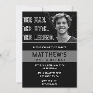 Invitation Cartons d'invitation pour 32 ans homme La Légende