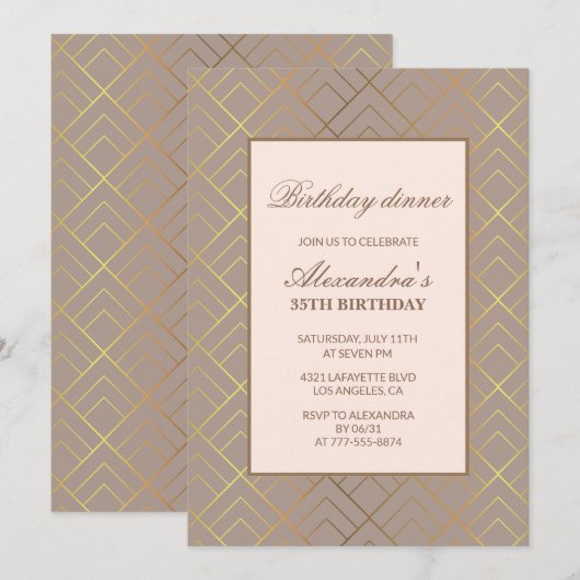 Invitation Cartons d'invitation pour 35e anniversaire Dîner d (Devant / Derrière)