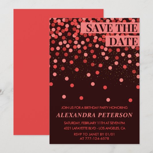 Invitation Cartons d'invitation pour 40 ans Save the date Con (Devant / Derrière)