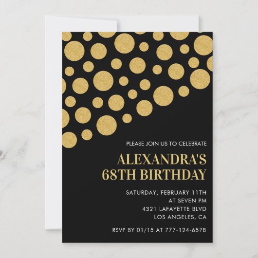 Invitation Cartons d'invitation pour 68e anniversaire noir Co (Devant)