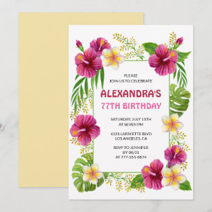 Invitation Cartons d'invitation pour 77e anniversaire Floral