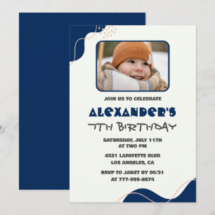 Invitation Cartons d'invitation pour 7 ans garçon simple phot