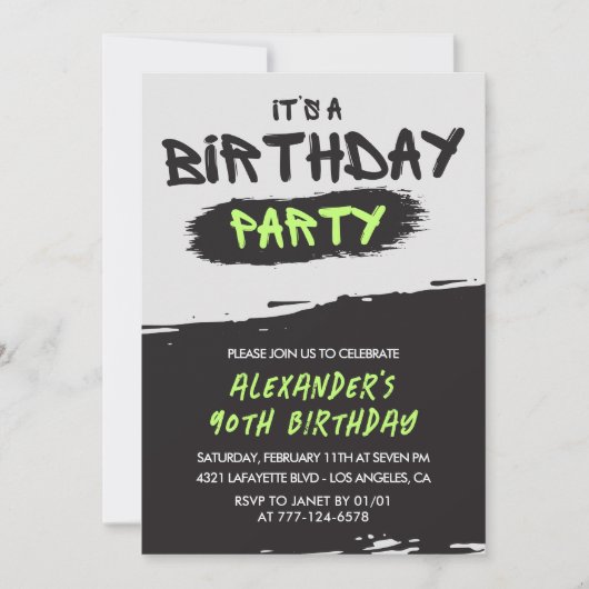 Invitation Cartons d'invitation pour 90e anniversaire Graffit (Devant)