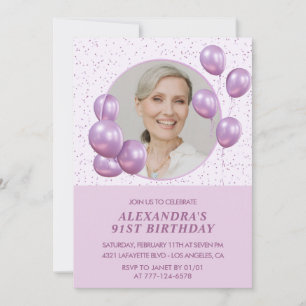 Invitation Cartons d'invitation pour 91e anniversaire Photo B