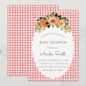 Invitation Cartons d'invitation pour baby shower à carreaux r (Devant / Derrière)