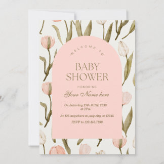 Invitation Cartons d'invitation pour Baby Shower Fille Fleurs