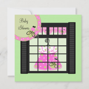 Invitation Cartons d'invitation pour Baby Shower fille rose v