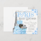 Invitation Cartons d'invitation pour Baby Shower Garçon à Par (Devant / Derrière)