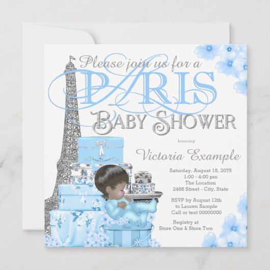 Invitation Cartons d'invitation pour Baby Shower Garçon à Par (Devant)