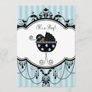 Invitation Cartons d'invitation pour Baby Shower Garçon à ray