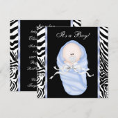 Invitation Cartons d'invitation pour Baby Shower Garçon Zèbre (Devant / Derrière)