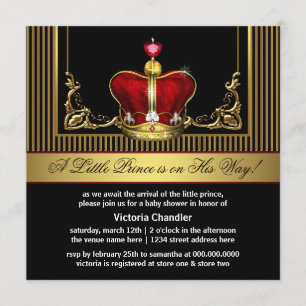 Invitation Cartons d'invitation pour Baby Shower Prince Couro