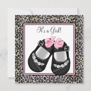 Invitation Cartons d'invitation pour Baby shower Rose Léopard