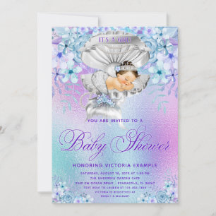 Invitation Cartons d'invitation pour Baby Shower Sirène Rose