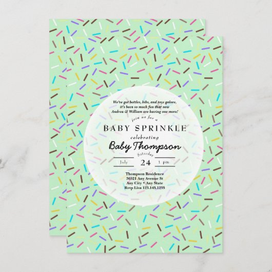 Invitation Cartons d'invitation pour Baby Sprinkle (Devant / Derrière)